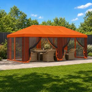 Zahradní altán se stěnami 6 x 3 m Oranžová Polyester a ocel 3376027