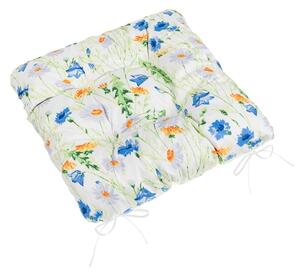 Bellatex Sedák Adéla prošívaný 40x40 cm Kvítí Modrá,Žlutá,Bílá
