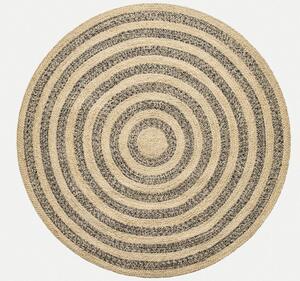 Diamond Carpets India, Ručně vázaný kusový koberec Aurea SM 05 Natural Black kruh, 120x120, béžová, chodba / předsíň