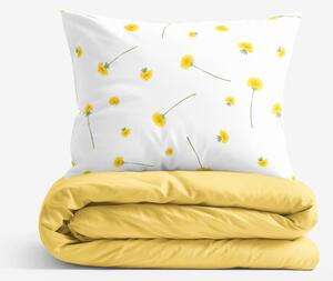 Goldea bavlněné povlečení duo - pampelišky se žlutou 140 x 200 a 70 x 80 cm