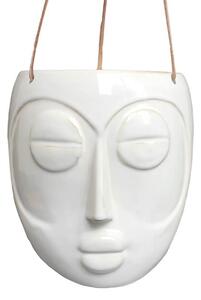 ZÁVĚSNÝ KVĚTINÁČ MASK BÍLÝ