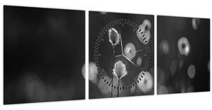 Obraz - Cottongrass na louce (s hodinami) (90x30 cm)
