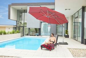 Knirps KNIRPS 340 cm - velký luxusní zahradní slunečník s boční tyčí : Desén látky - Vínová