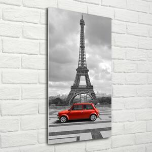 Vertikální Fotoobraz na skle Eiffelová věž auto osv-68974310
