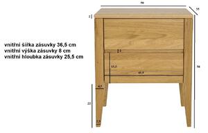 Drewmax SN231 - Noční stolek masiv dub (Kvalitní dubový noční stolek z masivu)