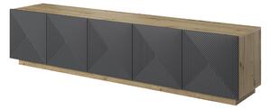 TV stolek Asha 200 cm - dub artisan / rivier stone mat