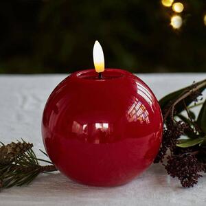 DECOLED Vosková LED svíčka Sille Red kulatá, 9 cm, červená, prům. 10 cm