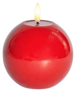 DECOLED Vosková LED svíčka Sille Red kulatá, 9 cm, červená, prům. 10 cm