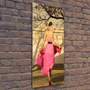 Vertikální Foto obraz fotografie na skle Žena v růžovém osv-70391019