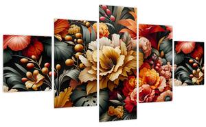 Obraz - Oranžovo-červené květy (125x70 cm)
