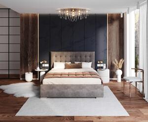 Čalouněná postel LUCERNA 140x200 Tmavě šedá Paris s úložným prostorem kovový rošt