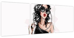 Obraz - Fashion woman (s hodinami) (90x30 cm)