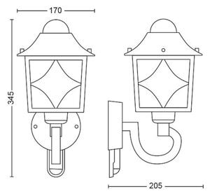 Philips 1747842PN - Venkovní nástěnné svítidlo se senzorem 1xE27/60W/230V IP44