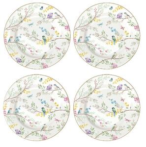 Sada 4 ks porcelánových dezertních talířů Rozkvetlá zahrada 19 cm