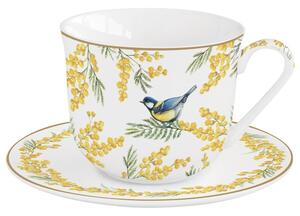 Velký porcelánový šálek s podšálkem Mimóza 400 ml