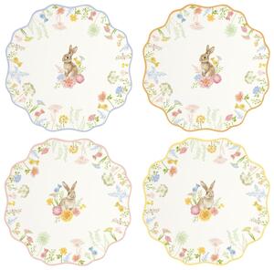 Sada 4 ks porcelánových dezertních talířů Velikonoční zajíček 21 cm