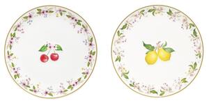 Sada 2 ks porcelánových dezertních talířů Třešně a citrony 16 cm
