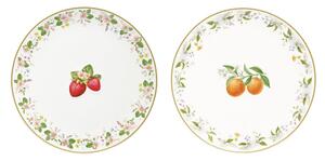Sada 2 ks porcelánových dezertních talířů Jahody a mandarinky 16 cm