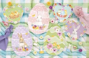 Porcelánový servírovací talíř Velikonoční srdce růžový