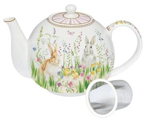 Porcelánová Konvice na čaj se sítkem Velikonoční zajíčky 1l