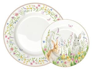 Porcelánová sada 2 ks talířů Velikonoční zajíčky