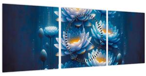 Obraz - Lekníny pod hladinou (s hodinami) (90x30 cm)