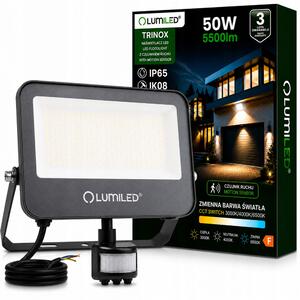 LED reflektor Lumiled 50W IP65 s pohybovým senzorem a regulací šedé barvy CCT