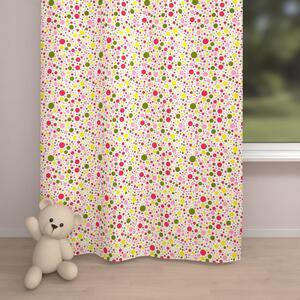 Biante Dětský bavlněný závěs Sandra SA-209 Růžové a žluté puntíky na bílém 140x150 cm