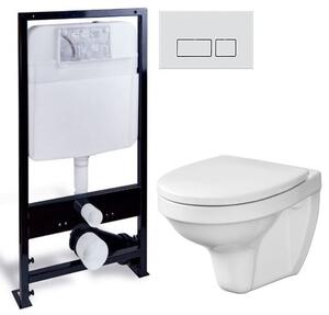 PRIM předstěnový instalační systém s chromovým matným tlačítkem 20/0040 + WC CERSANIT DELFI + SEDÁTKO PRIM_20/0026 40 DE1