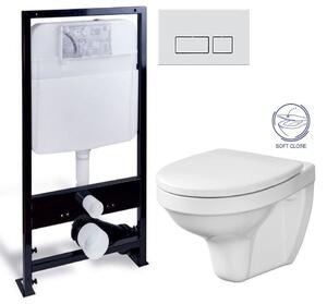 PRIM předstěnový instalační systém s chromovým matným tlačítkem 20/0040 + WC CERSANIT DELFI + SOFT SEDÁTKO PRIM_20/0026 40 DE2