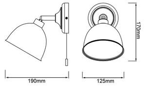 Brilliant 97002/22 Nástěnná lampa s vypínačem TELIO šedá
