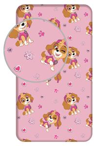 Jerry Fabrics Bavlněné napínací prostěradlo 90x200 + 25 cm - Tlapková patrola PP571