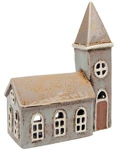 Keramický svícen Domek-Kostel 20 cm