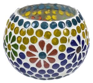 Lampička, skleněná barevná mozaika, kulatá, průměr 9cm, výška 7cm (5R)