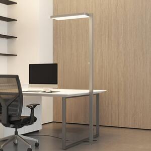 Arcchio Stojací lampa LED Timon, 54 W, stříbrná, výška 195 cm, stmívatelný, Hliník / šedá / zinek, Pracovna / kancelář, Hliník, Moderní, stojací lampa