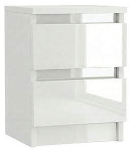 Noční stolek ComfortCove bílý lesk 30 cm 2 zásuvky
