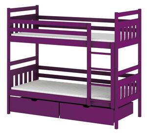 Dětská patrová postel 80x180 ARIS - fialová