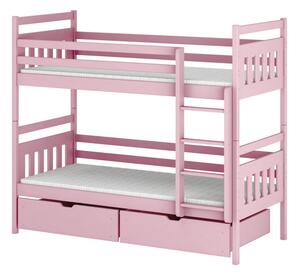 Dětská patrová postel 80x180 ARIS - světlá růžová