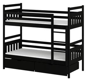 Dětská patrová postel 80x180 ARIS - černá