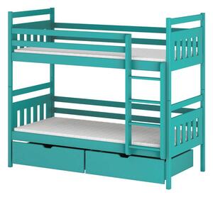 Dětská patrová postel 80x160 ARIS - tyrkysová