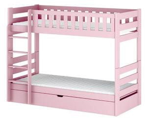Dětská dvoupatrová postel 80x180 ALLA - světlá růžová
