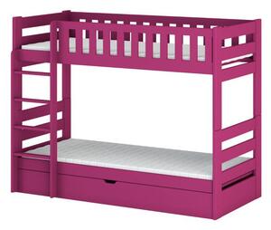 Dětská dvoupatrová postel 80x180 ALLA - růžová