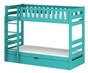 Dětská dvoupatrová postel 80x180 ALLA - tyrkysová