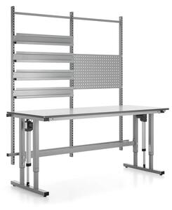 AJ Produkty Výškově nastavitelný pracovní stůl MOTION, 400 kg, 2000x800 mm, s panelem na nářadí a závěsnými lišt