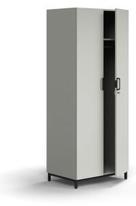 AJ Produkty Šatní skříň QBUS, uzamykatelná, šatní tyč, nohy, 2020x800x570 mm, černá, světle šedá