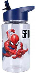 Plastová láhev na pití Spiderman s brčkem a ouškem - 450 ml