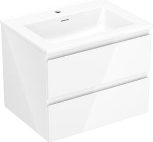 Mexen Orio koupelnová skříňka 60 cm s umyvadlem Otis, 2 zásuvky, bílý lesk - 91A10-06047-2-BFF00-W18M00