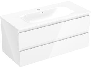 Mexen Orio koupelnová skříňka 100 cm s umyvadlem Vela, 2 zásuvky, bílý lesk - 91A10-10047-2-BFF00-W23M00