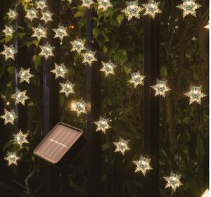 Solární vánoční řetěz s velkými sněhovými vločkami, teplá bílá, 5m, 30 LED