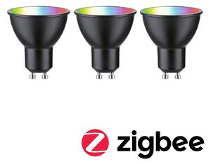 P 29153 Standard 230V Smart Home Zigbee 3.0 LED reflektor GU10 3x4,8W RGBW+ stmívatelné černá mat - PAULMANN